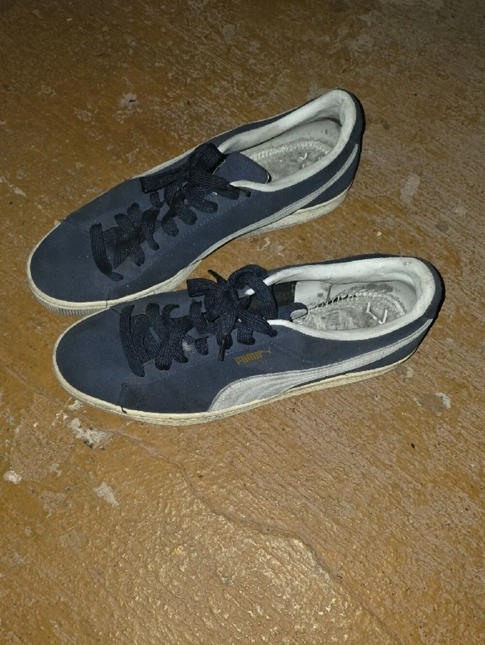 Puma Men's Suede Sneakers in Navy with White Stripe